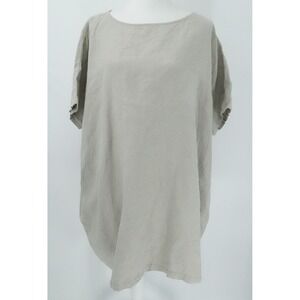 Two‎ Days Off Dress Womens One Size Beige Linen Lagenlook Minimalist Pockets